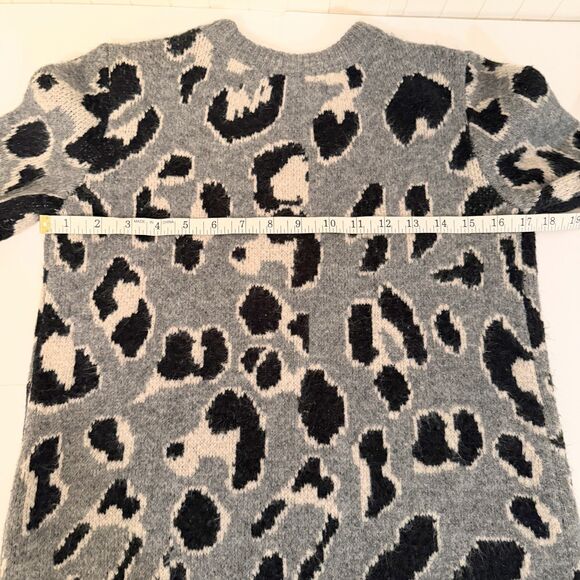 Lovers + Friends Speak Up Sweater Dress Charcoal Gray Leopard Knit Long Sleeve S - Picture 7 of 13